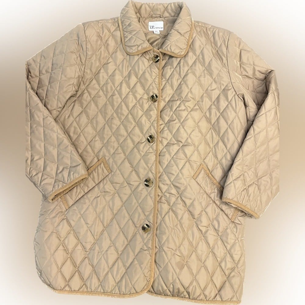 The Tog Shop Women's Tawny Tan XXL Oversized Quilted Shell Pea Coat Jacket